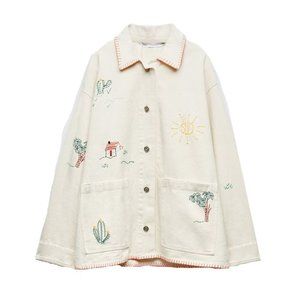 ISO Zara Embroidered Cotton Jacket Shirt size S or XS